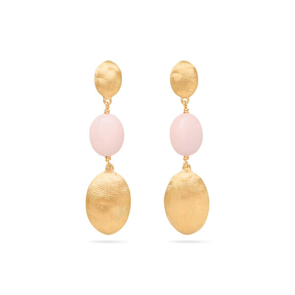 Boucles d'oreilles pendentives Siviglia Colour en or jaune avec opales roses