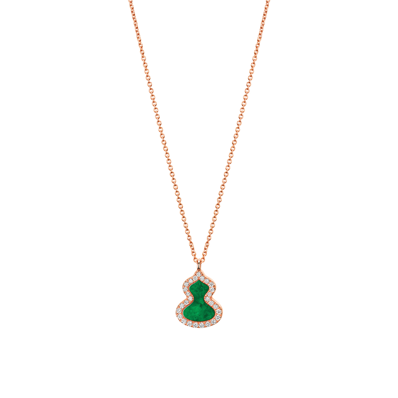 Qeelin Petite Wulu Rose Gold Necklace with Diamonds and Jade WUNL0006CRGDGJE2 Front image number 0