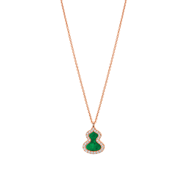 Wulu Petite Rose Gold, Jade and Diamond Pavé Pendant