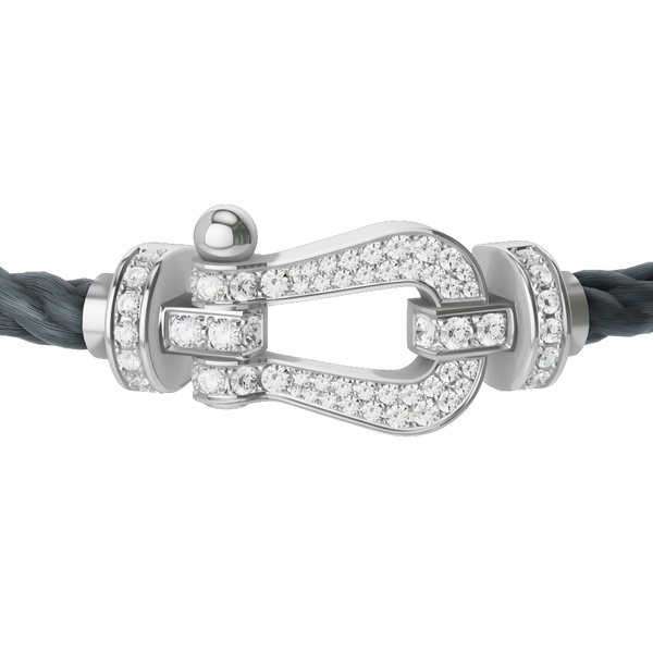 Force 10 Large White Gold and Pavé Diamond Cable Bracelet