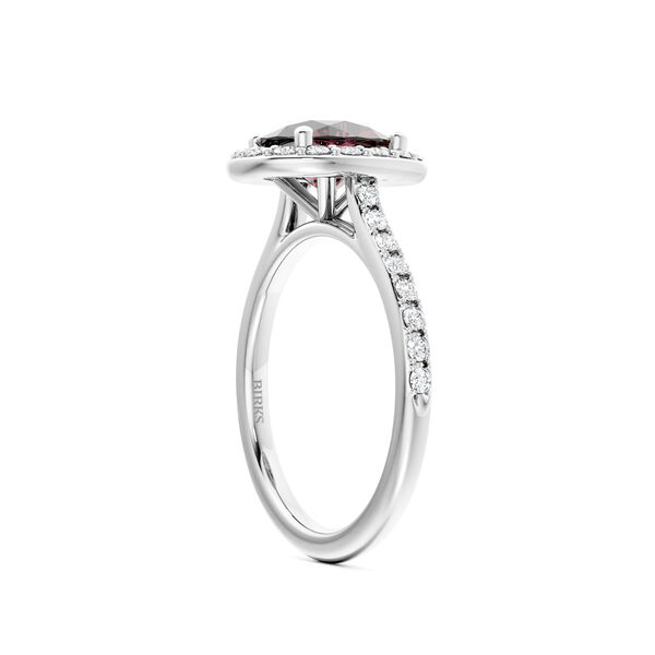 Oval-Cut Rhodolite Ring with Halo and Pav&eacute; Band