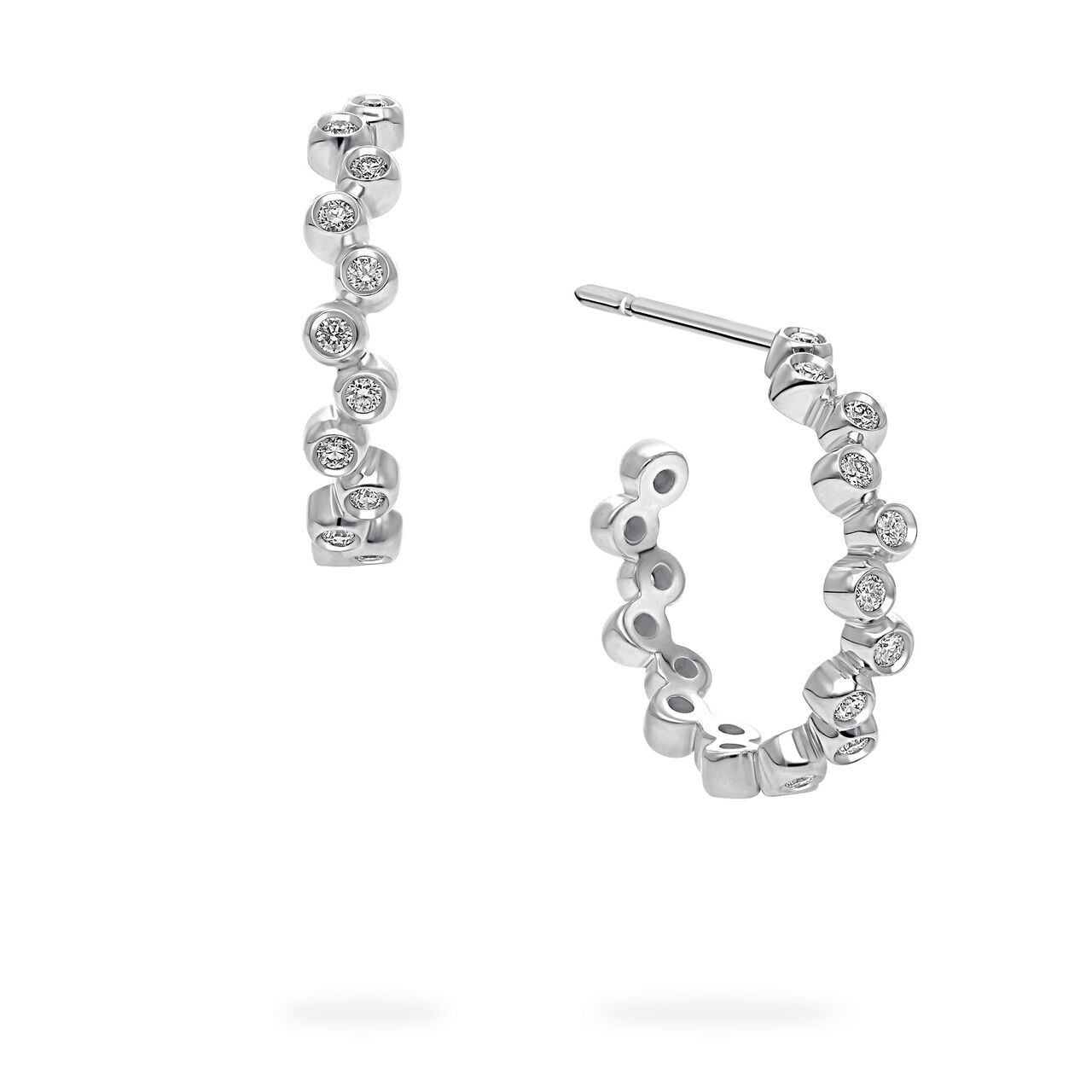 Birks Iconic White Gold and Diamond Splash 18 mm Hoop Earrings image number 0
