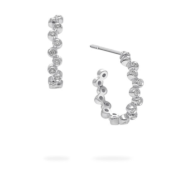 Birks Iconic White Gold and Diamond Splash 18 mm Hoop Earrings image number 0