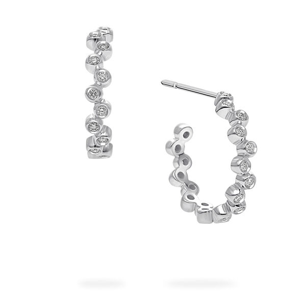 White Gold and Diamond Splash 18 mm Hoop Earrings