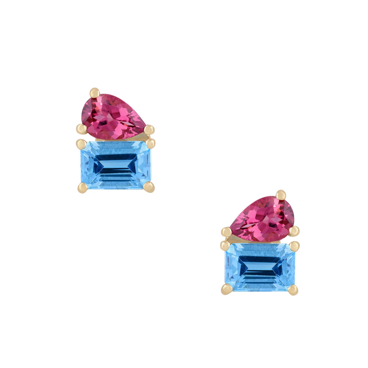 Topaz & Pink Tourmaline Stud Earrings image number 1