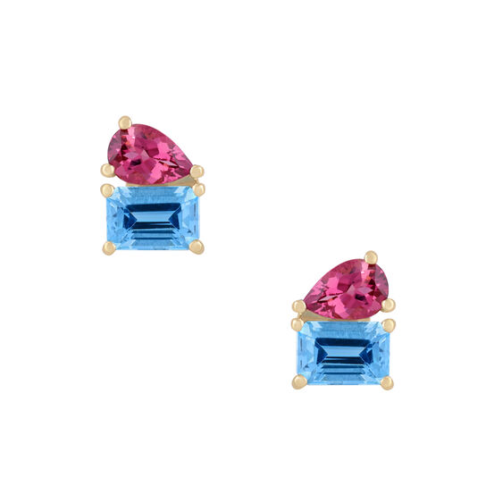 Topaz & Pink Tourmaline Stud Earrings image number 1