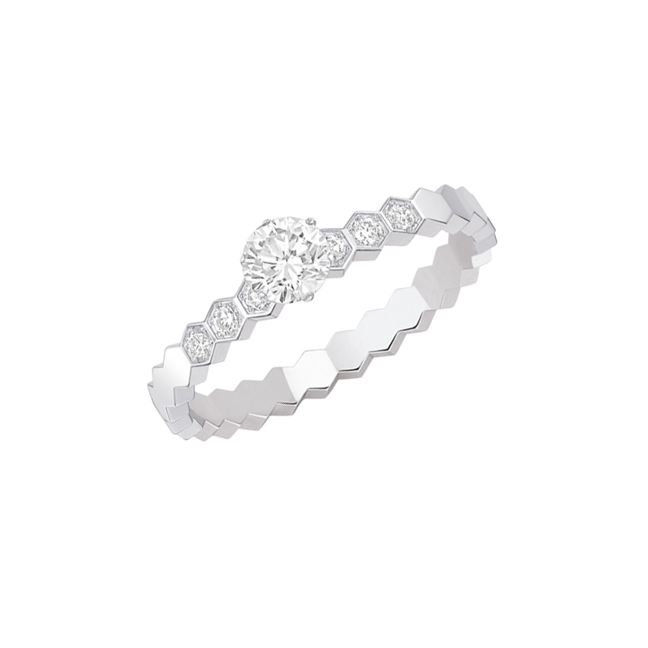 maison birks chaumet bee my love white gold diamond half pave solitaire from 30 carat j1nc00 image number 0