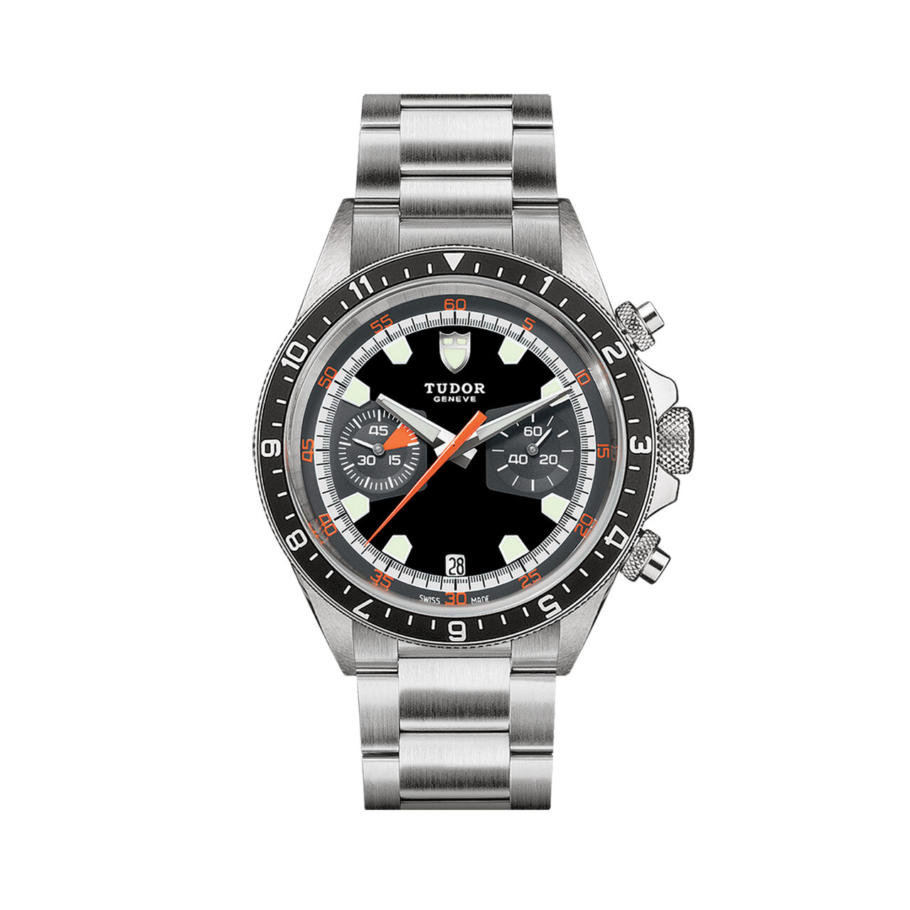 maison birks tudor heritage heritage chrono black and grey dial steel bracelet m70330n 0005 image number 0