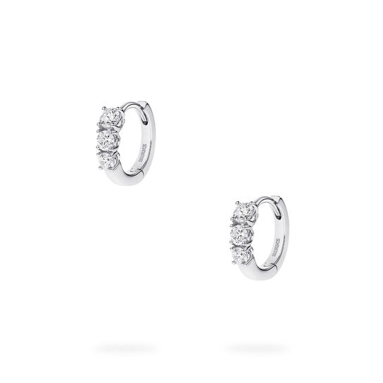 Front view of Birks Essentials Diamond Huggies in white gold image number 1