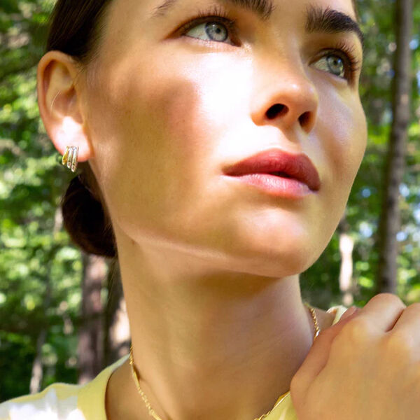 Boucles d'oreilles anneaux Rings of saturn en argent et or jaune