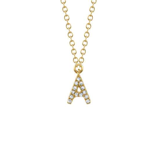 Shy Creation Initials Yellpw Gold  and Diamond Pavé Letter A Necklace SC55007904-A image number 0