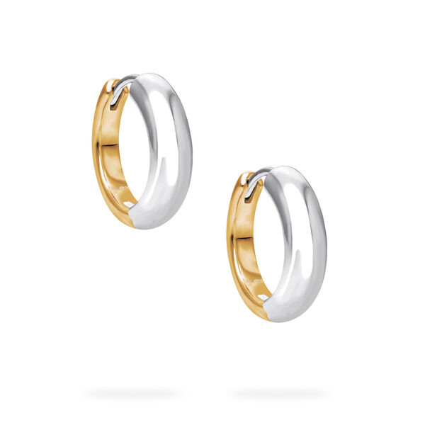 Yellow and White Gold Hoop Earrings, 18MM