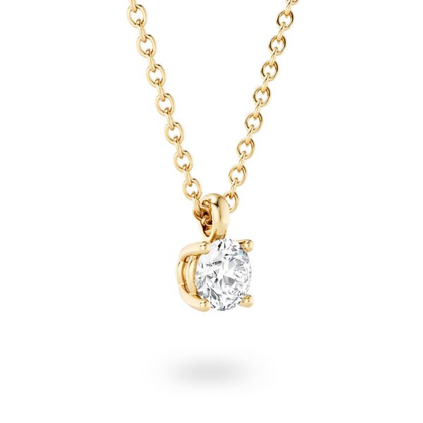Pendentif solitaire en diamant taille ronde en or jaune
