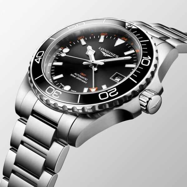 HydroConquest 41 mm GMT automatique en acier inoxydable