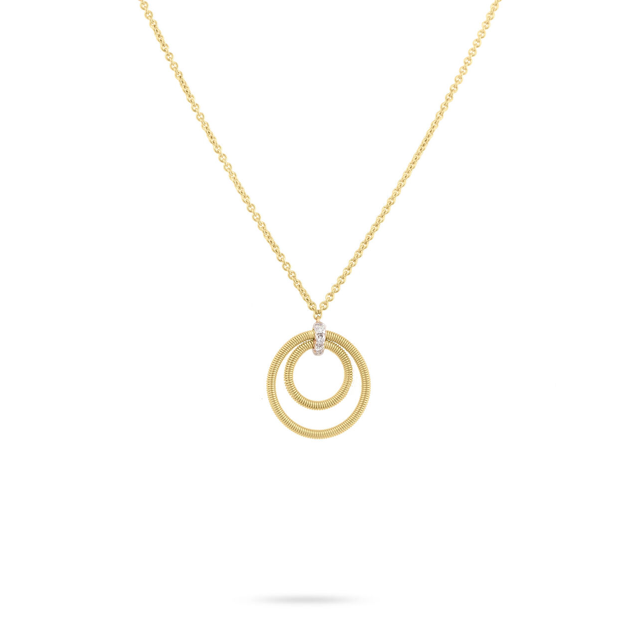 maison birks marco bicego bi49 yellow gold and diamond double circle drop pendant cg767 b yw image number 0
