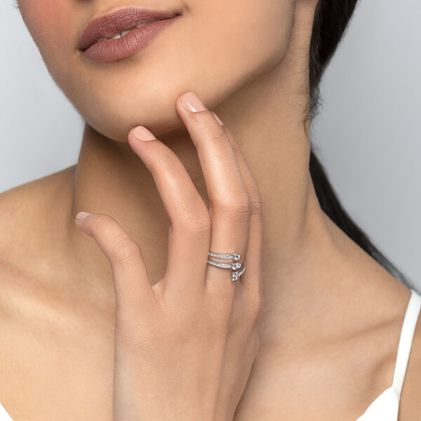 Bague à trois rangées en diamants