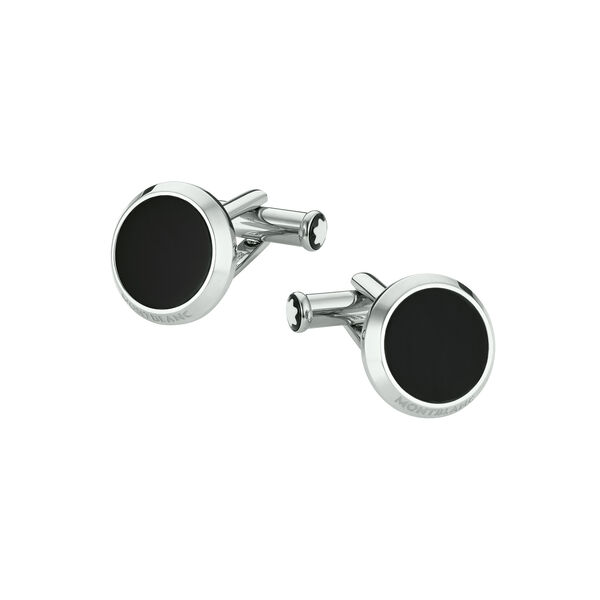 Boutons de manchette Meisterstück en acier inoxydable avec onyx