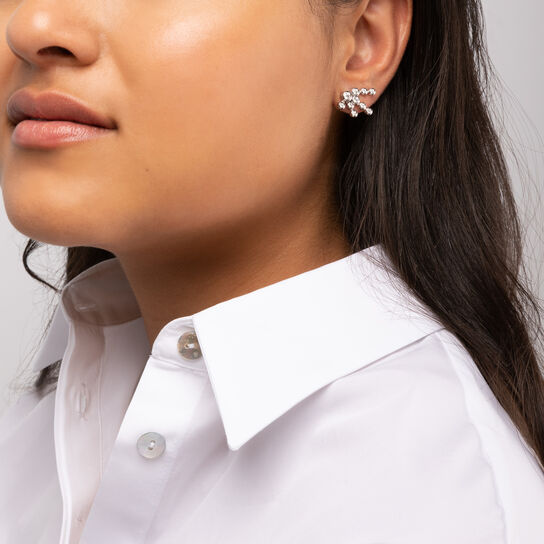Birks Splash Diamond Cluster Earrings on model image number 3