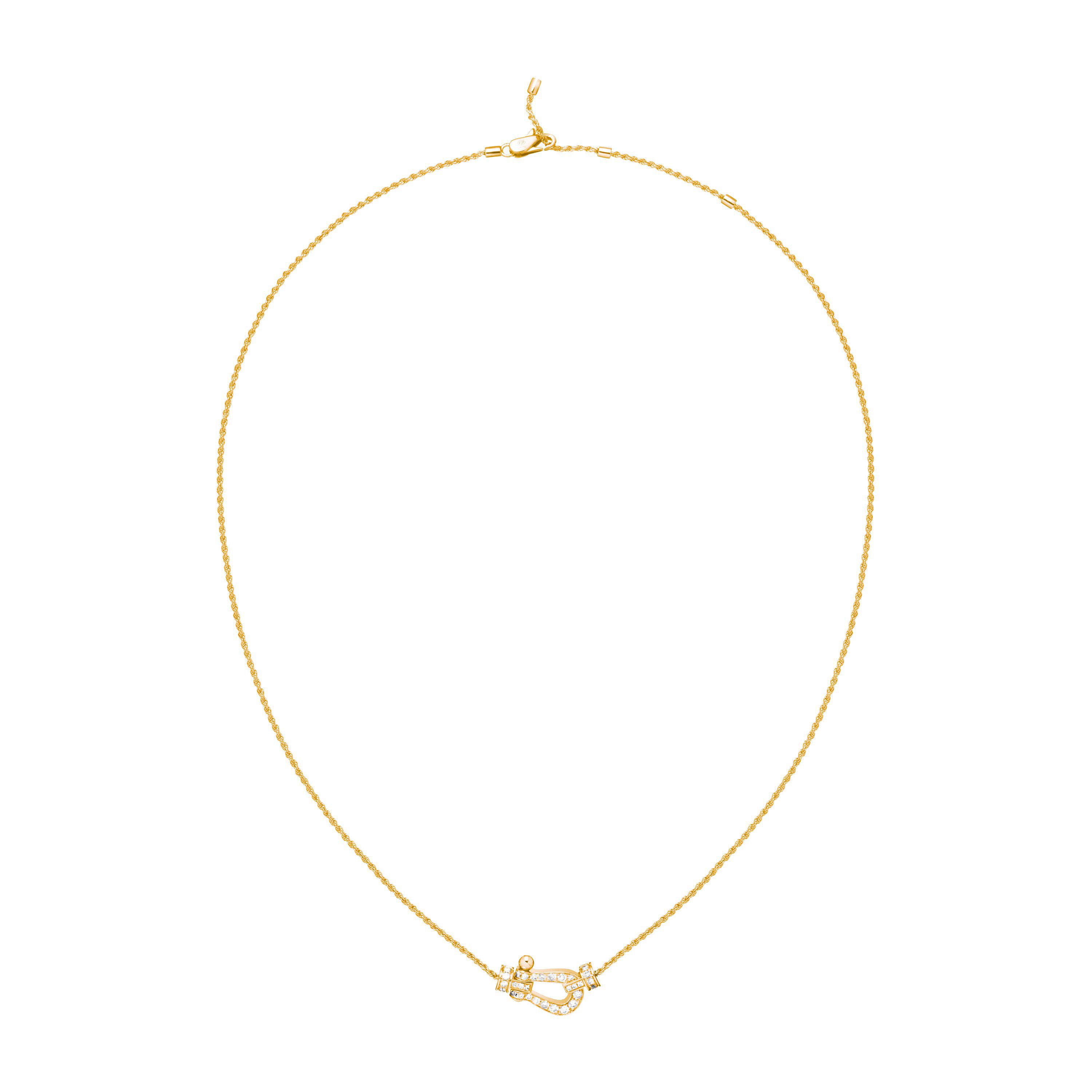 Fred Force 10 Medium Yellow Gold and Diamond Pavé Pendant