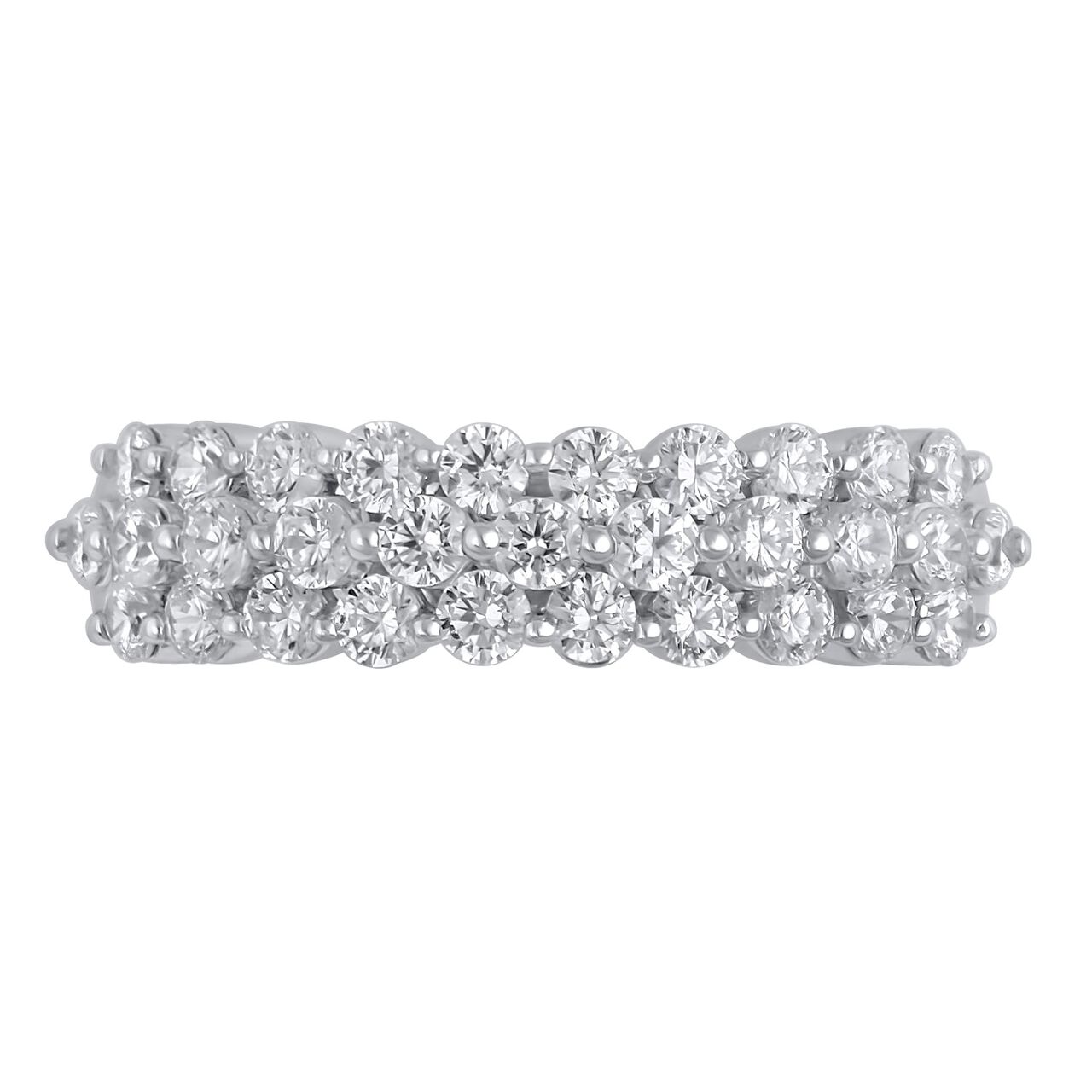 White Gold Three Row Diamond Ring  image number 1