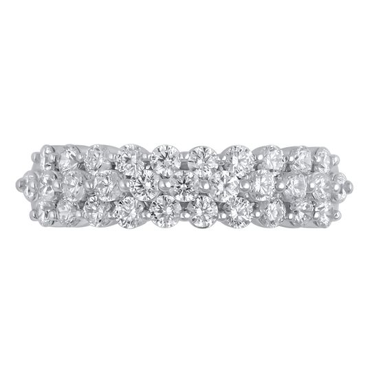 White Gold Three Row Diamond Ring  image number 1