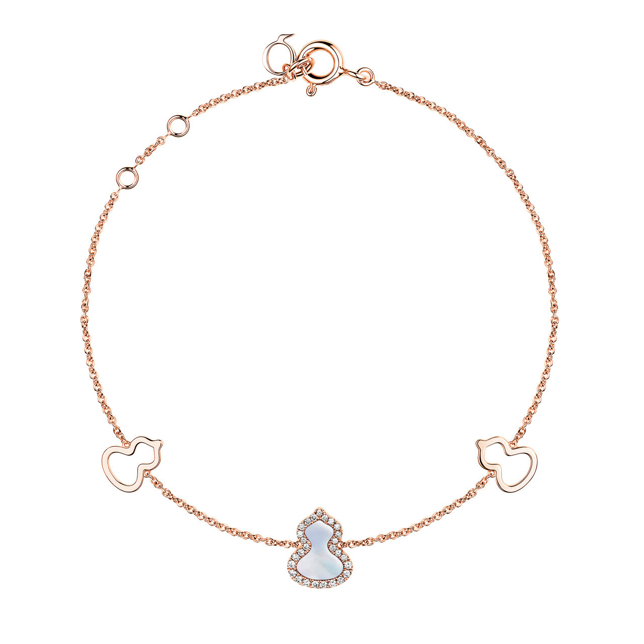 Qeelin Petite Wulu Rose Gold Bracelet with Diamonds and Mother of Pearl WUBR0001DRGDMOP Front image number 0