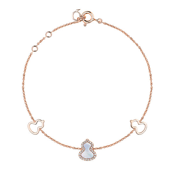 Bracelet Wulu Petite en or rose, nacre et pavé de diamants