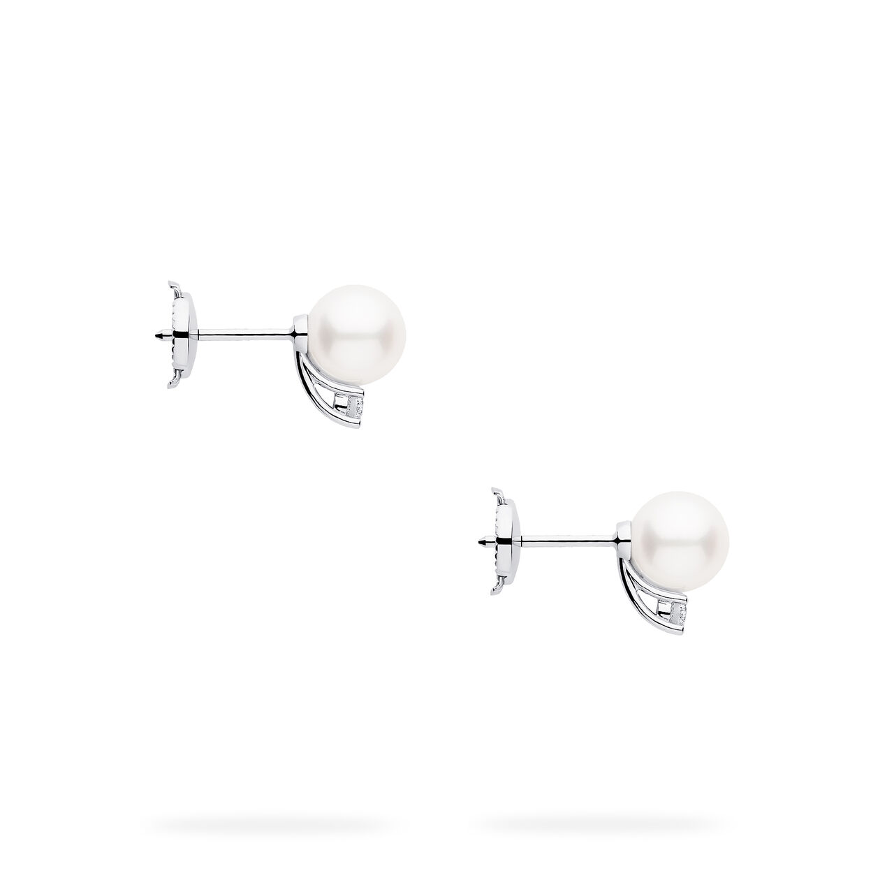 7-7.5 mm White Gold Akoya Diamond Earrings image number 4