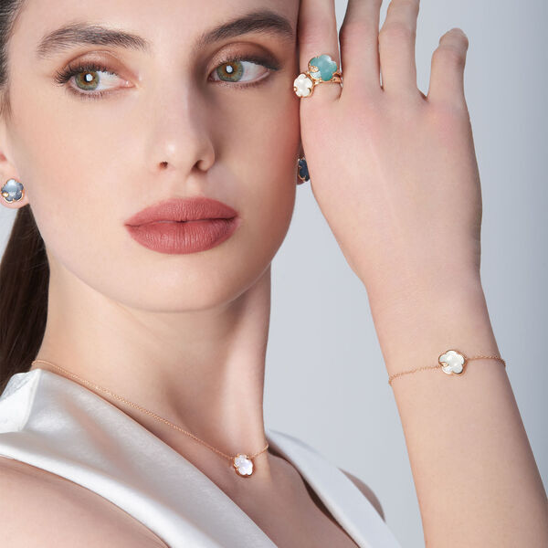 Petit Joli Lunaire Small Rose Gold, Mother-of-Pearl and Diamond Pendant
