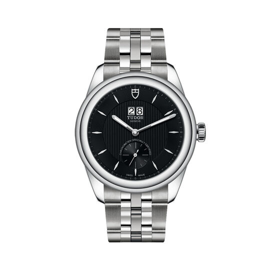 tudor glamour double date 42 mm steel case dark coloured dial steel bracelet m57100 0003 image number 0