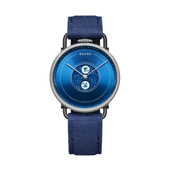 Baume 41 mm phase de lune quartz en acier inoxydable avec PVD noir image number 0
