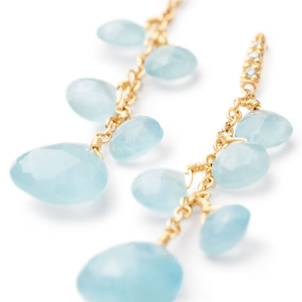 Boucles d'oreilles pendentives Paradise en or jaune avec aigue-marines