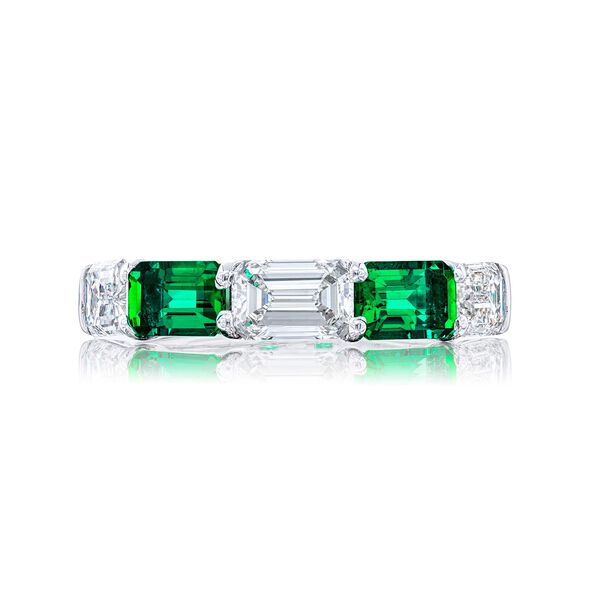 Emerald and Diamond Wedding Band