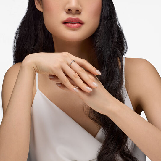 Stackable Splash Ring, Sterling Silver on model image number 1
