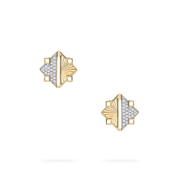 Guilloch&eacute; Yellow Gold and Diamond Earrings