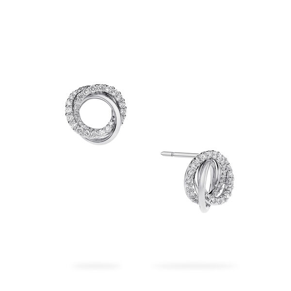 Diamond and White Gold Circle Earrings