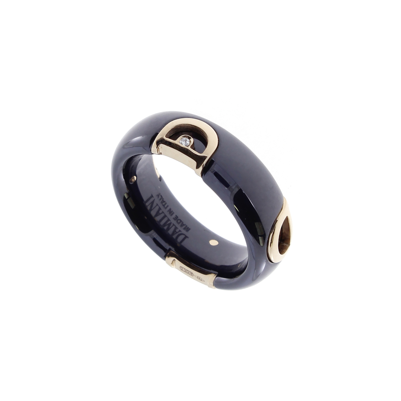 D.Icon Black Ceramic, Rose Gold and Diamond Ring