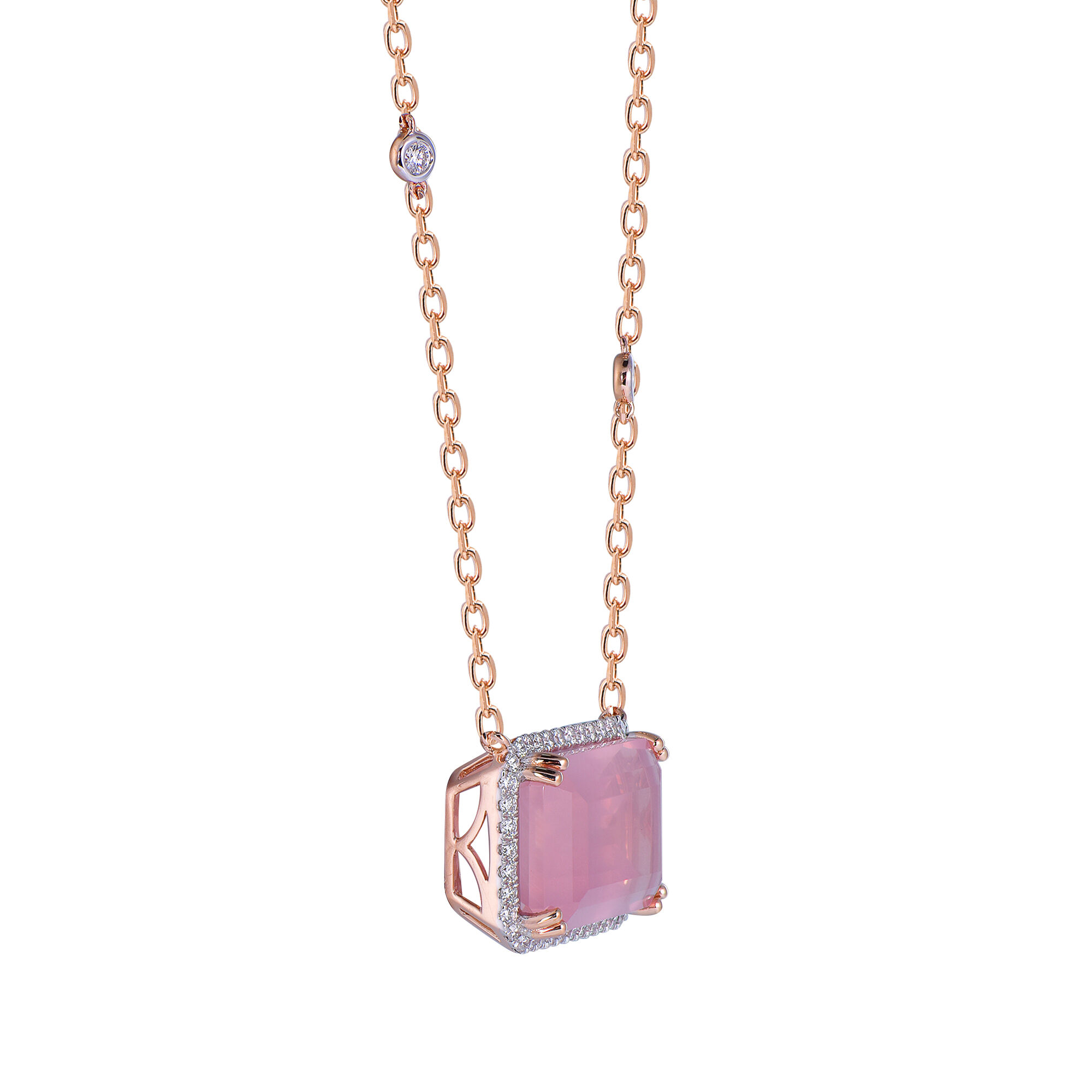 Rose Quartz Pendant in Rose Gold