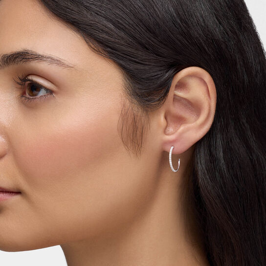 Birks Iconic Boucles d&rsquo;oreilles anneaux Ros&eacute;e du Matin en or blanc 18 mm image number 1