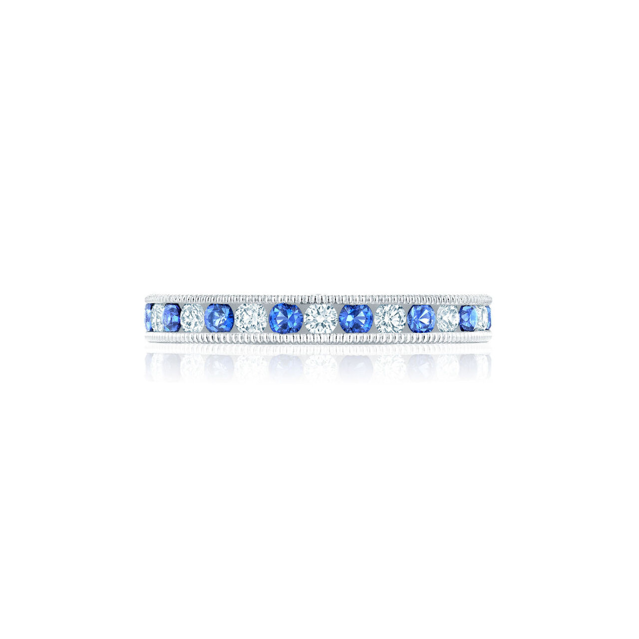 Bijoux Birks 06Ct Diamond And 0.68Ct Sapphire Eternity Wedding Band image number 0