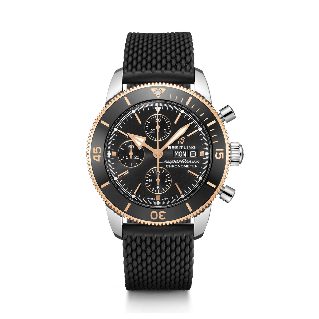 breitling superocean heritage chronograph 44 steel rose gold rubber strap u13313121b1s1 image number 0