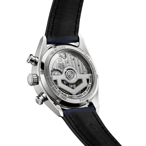 Carrera Glass Box 39 mm chronographe automatique en acier inoxydable