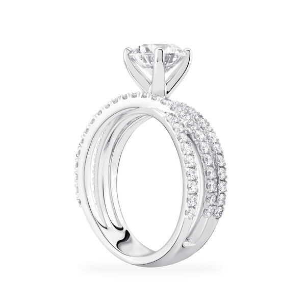 Infinity bague de fiançailles à diamant solitaire avec anneau serti de diamants