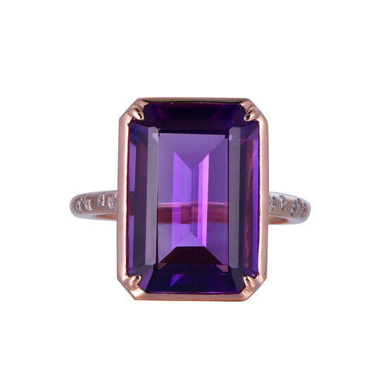 Bague Amethyste en Or Rose image number 0