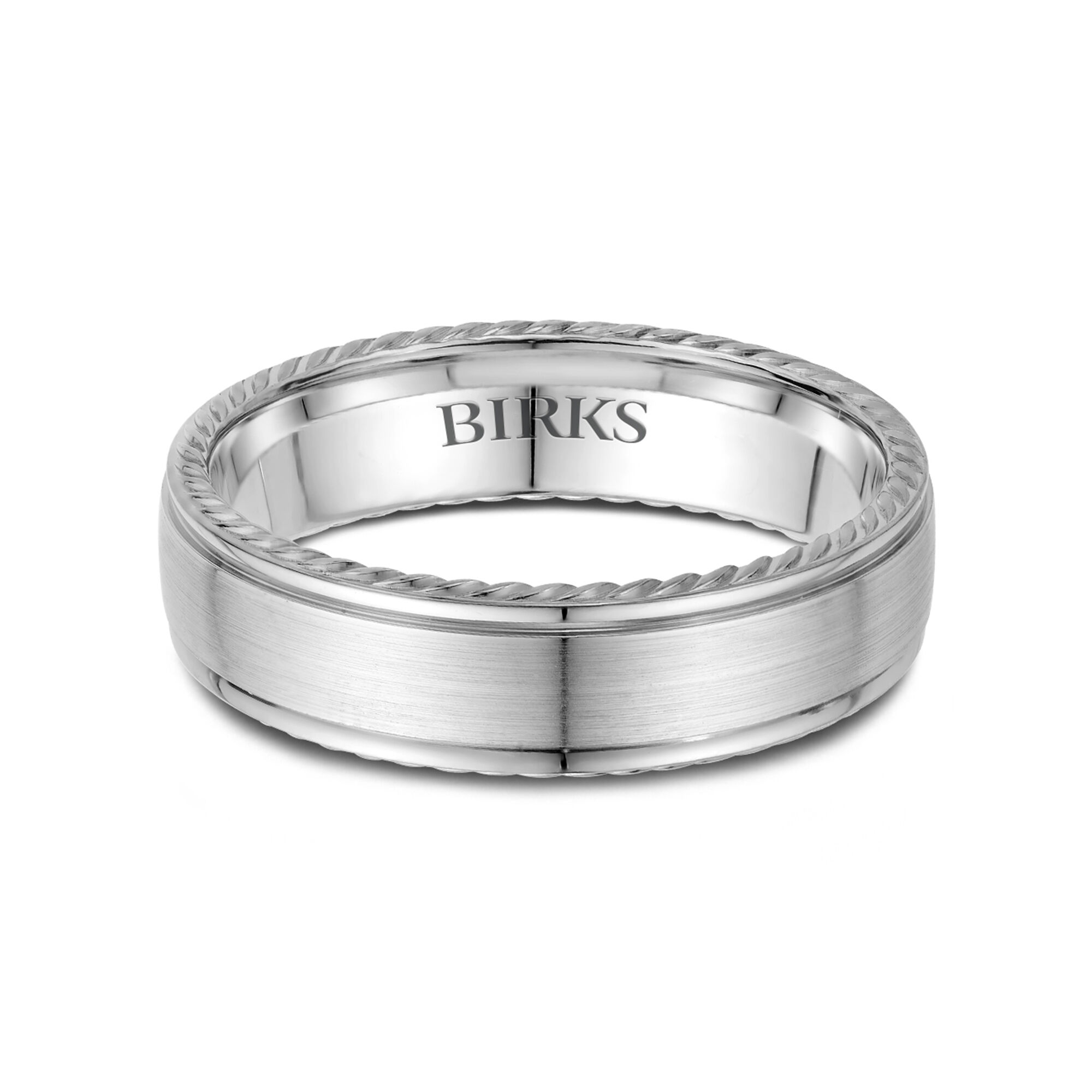 Mens white gold milgrain on sale wedding band