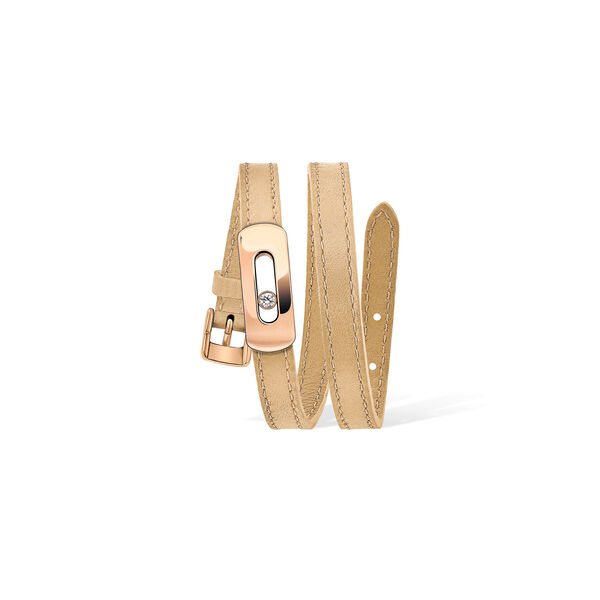 My Move Rose Gold Diamond Leather Bracelet