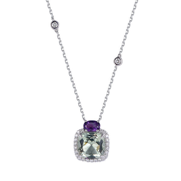 Pendentif Améthyste Verte et Violette en Or Blanc