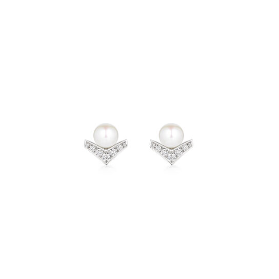 Chaumet Josephine Aigrette White Gold, Pearl and Diamond Pavé Stud Earrings image number 0