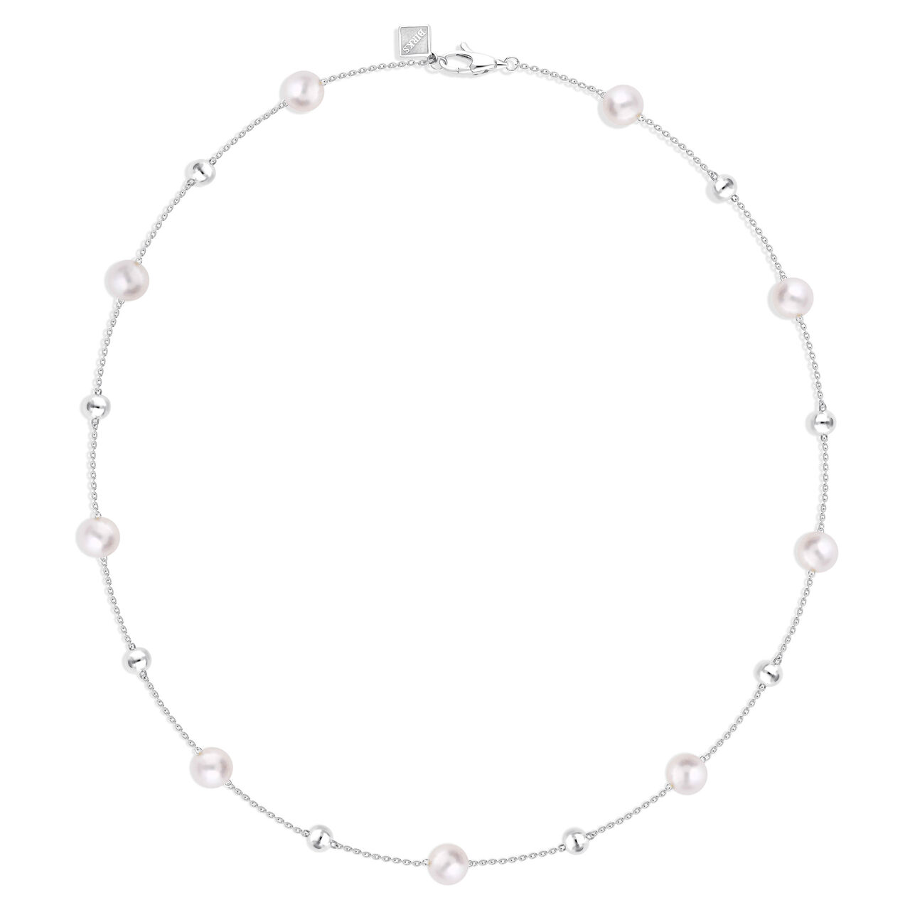 Birks Essentiels Collier station en argent sterling avec perles d&rsquo;eau douce et billes d&rsquo;argent image number 0