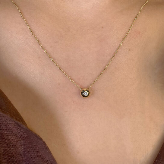 Shy Creation Bailey Yellow Gold and Diamond Pendant On Model image number 1